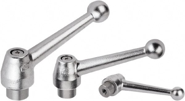 Threaded Hole Adjustable Clamping Handle: 1/2-13 Thread, Steel, Silver MPN:K0120.1A5