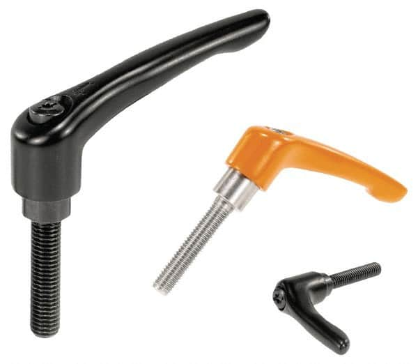 Threaded Stud Adjustable Clamping Handle: M4 x 0.70 Thread, 13 mm Hub Dia, Die Cast Zinc, Black MPN:K0122.0041X35