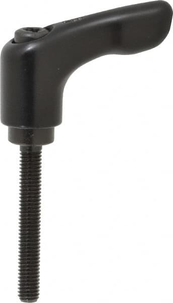 Threaded Stud Adjustable Clamping Handle: M5 x 0.80 Thread, 13 mm Hub Dia, Die Cast Zinc, Black MPN:K0122.0051X35