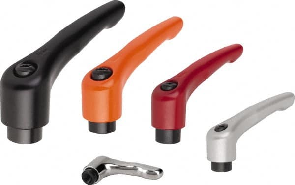 Threaded Hole Adjustable Clamping Handle: M5 Thread, Zinc, Orange MPN:K0122.0052