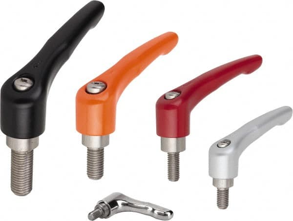 Threaded Stud Adjustable Clamping Handle: M6 Thread, Zinc, Orange MPN:K0123.1062X40