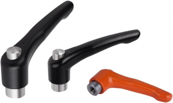 Threaded Hole Adjustable Clamping Handle: M8 Thread, Zinc, Orange MPN:K0123.92082