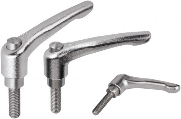 Threaded Stud Adjustable Clamping Handle: M6 Thread, Stainless Steel, Metallic MPN:K0124.9206X20