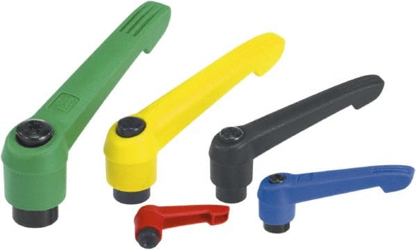 Threaded Hole Adjustable Clamping Handle: M5 Thread, Fiberglass Reinforced Plastic, Yellow MPN:K0269.10516