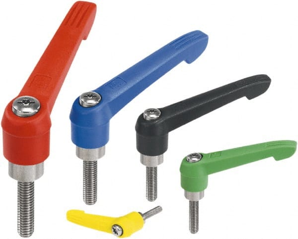 Threaded Stud Adjustable Clamping Handle: #10-32 Thread, Fiberglass Reinforced Plastic, Yellow MPN:K0270.1A116X25