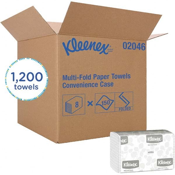 Paper Towels: Multifold, 8 Rolls, 1 Ply, Recycled Fiber, White MPN:02046