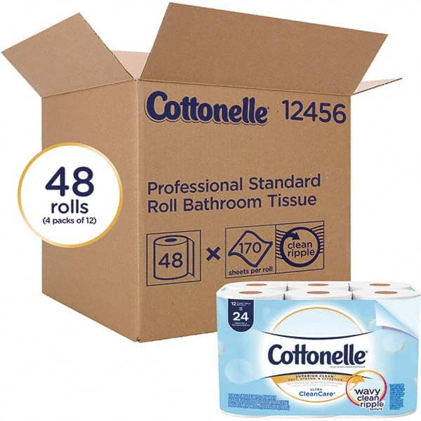 Cottonelle Bathroom Tissue: Recycled Fiber, 1-Ply, White MPN:12456