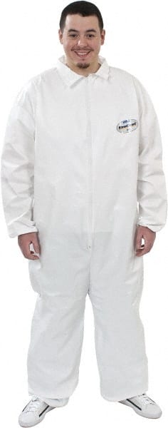 Disposable Coveralls: Size 2X-Large, 1.9 oz, Microporous Film, Zipper Closure MPN:44315