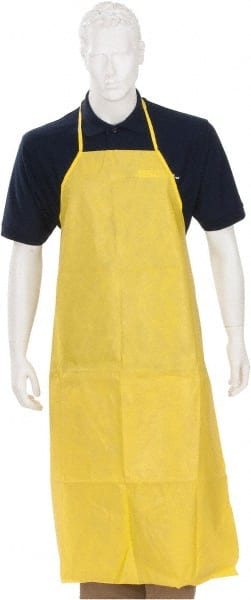 Chemical Resistant Bib Apron: Chemical-Resistant, Size Universal, 1.5 mil Thick, Yellow, Neck & Ties MPN:97790
