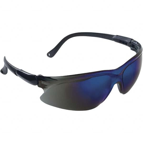 Safety Glass: Scratch-Resistant, Polycarbonate, Blue Mirror Lenses, Full-Framed, UV Protection MPN:14475