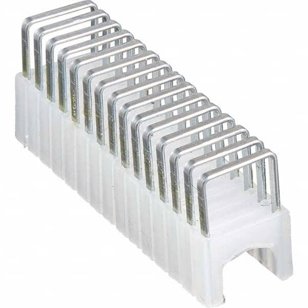 Cable Staples, Leg Length (Inch): 11/16 , Overall Width (Inch): 5/16 , Saddle Material: Steel/Plastic , Staple Shape: Square , Color: Silver/White  MPN:450-002