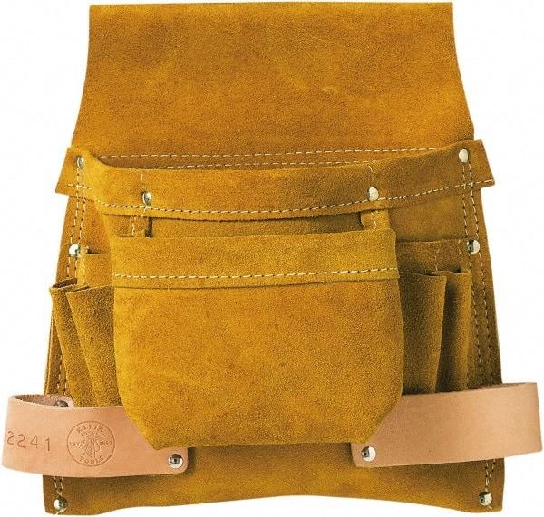 Tool Pouch: 6 Pockets, Leather, Tan MPN:42241