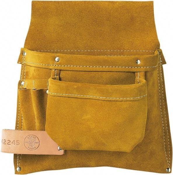 Tool Pouch: 3 Pockets, Leather, Brown MPN:42245