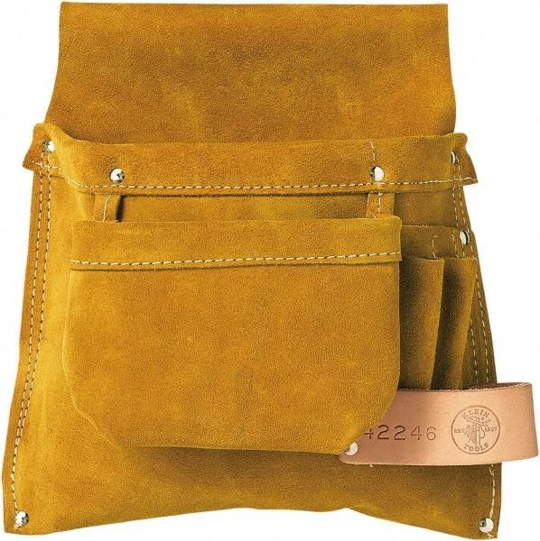 Tool Pouch: 3 Pockets, Leather, Brown MPN:42246
