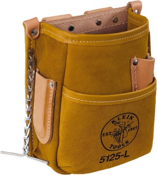 Tool Pouch: 5 Pockets, Leather, Tan MPN:5125L