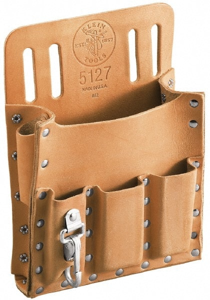 Tool Pouch: 6 Pockets, Leather, Tan MPN:5127