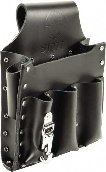 Tool Pouch: 6 Pockets, Leather, Black MPN:5127T