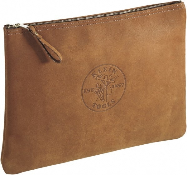 Zippered Pouch: 1 Pocket, Leather, Brown MPN:5136