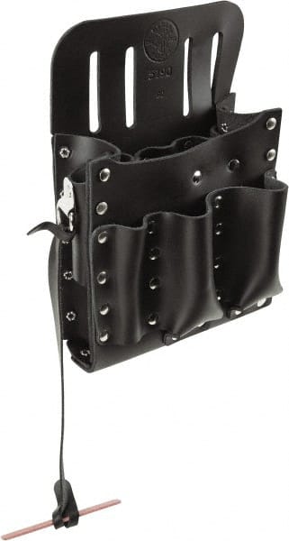 Tool Pouch: 8 Pockets, Leather, Black MPN:5164