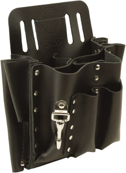 Tool Pouch: 10 Pockets, Leather, Black MPN:5165