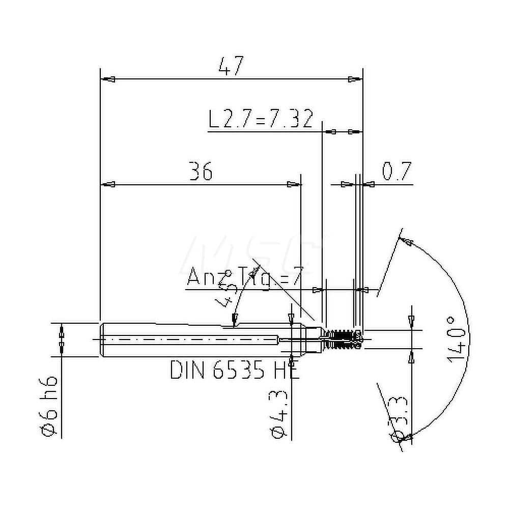 Helical Flute Thread Mill: M4x0.7, Internal, 2 Flute, 6.00 mm Shank Dia, Solid Carbide MPN:5053404000