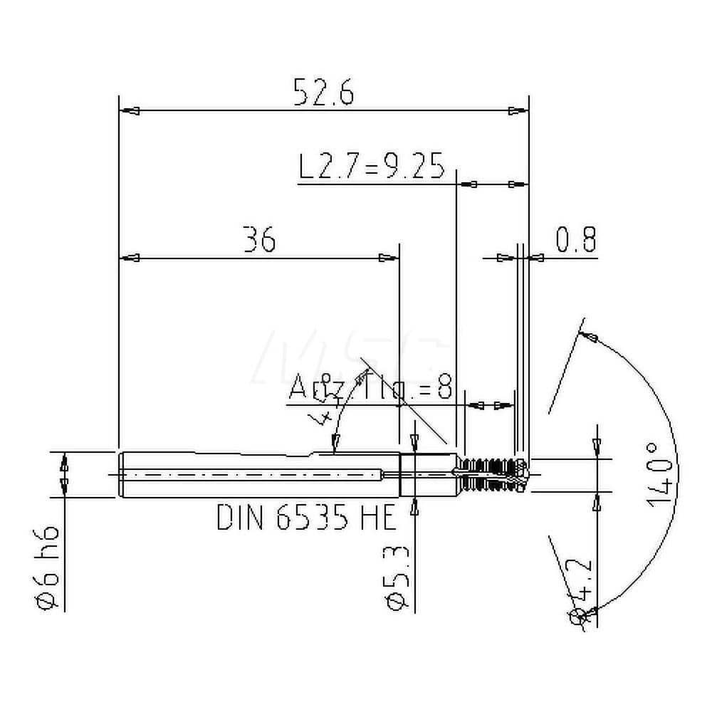 Helical Flute Thread Mill: M5x0.8, Internal, 2 Flute, 6.00 mm Shank Dia, Solid Carbide MPN:5053405000