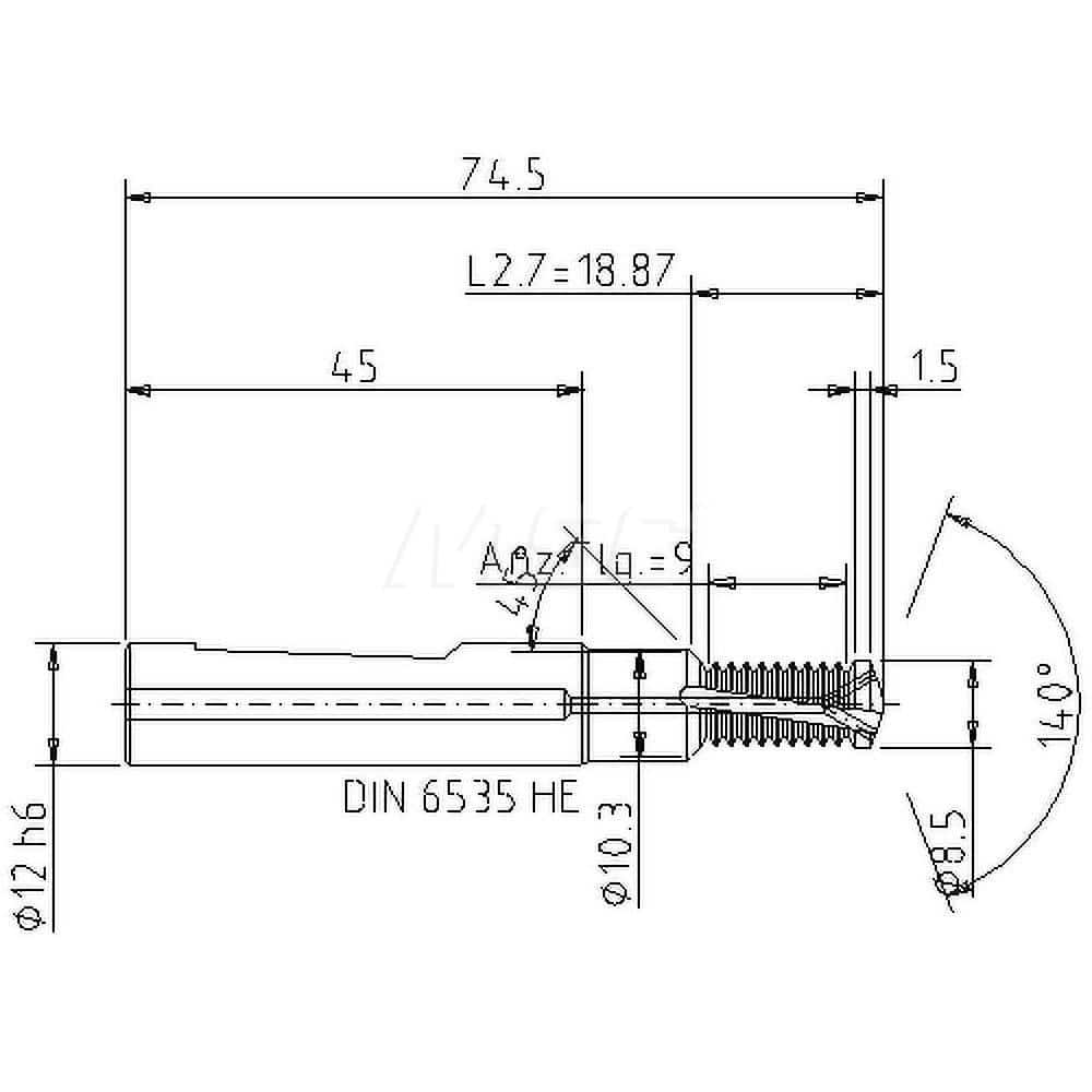 Helical Flute Thread Mill: M10x1.5, Internal, 2 Flute, 12.00 mm Shank Dia, Solid Carbide MPN:5053410000