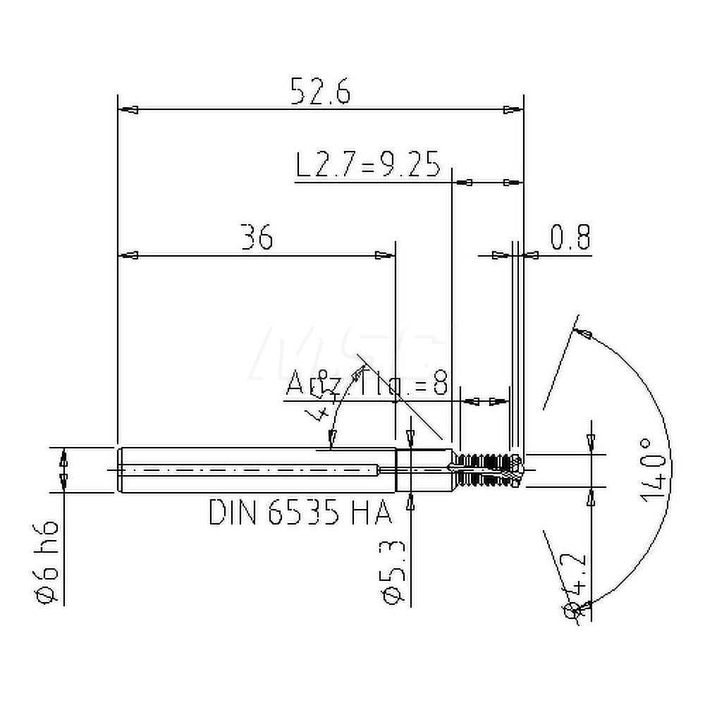 Helical Flute Thread Mill: M5x0.8, Internal, 2 Flute, 6.00 mm Shank Dia, Solid Carbide MPN:5053605000