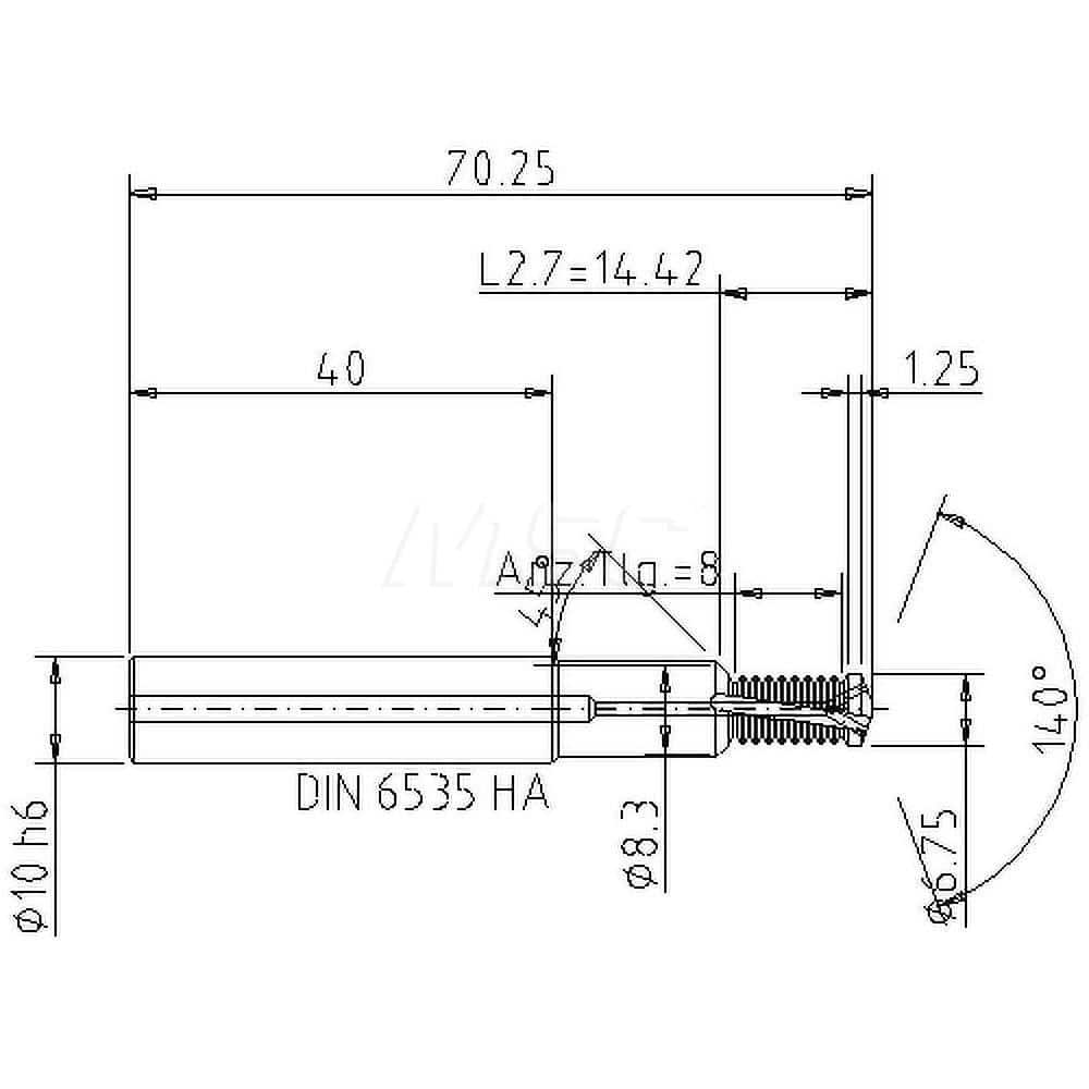 Helical Flute Thread Mill: M8x1.25, Internal, 2 Flute, 10.00 mm Shank Dia, Solid Carbide MPN:5053608000