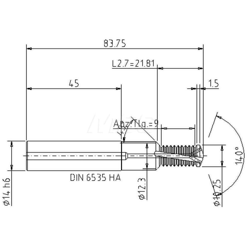 Helical Flute Thread Mill: M12x1.75, Internal, 2 Flute, 14.00 mm Shank Dia, Solid Carbide MPN:5053612000