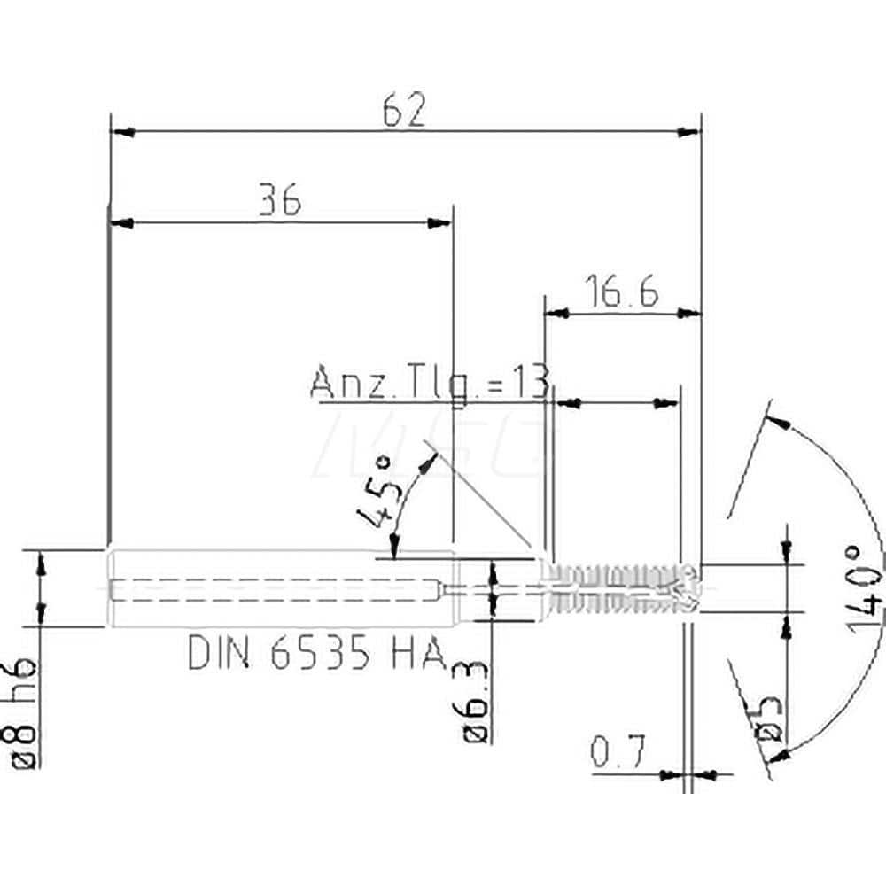 Helical Flute Thread Mill: M6x1, Internal, 4 Flute, 8.00 mm Shank Dia, Solid Carbide MPN:5054006000