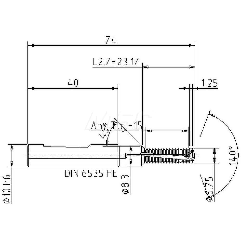 Helical Flute Thread Mill: M8x1.25, Internal, 2 Flute, 10.00 mm Shank Dia, Solid Carbide MPN:5054208000