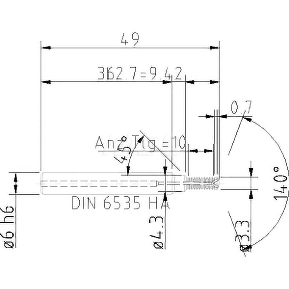 Helical Flute Thread Mill: M4x0.7, Internal, 2 Flute, 6.00 mm Shank Dia, Solid Carbide MPN:5085404000