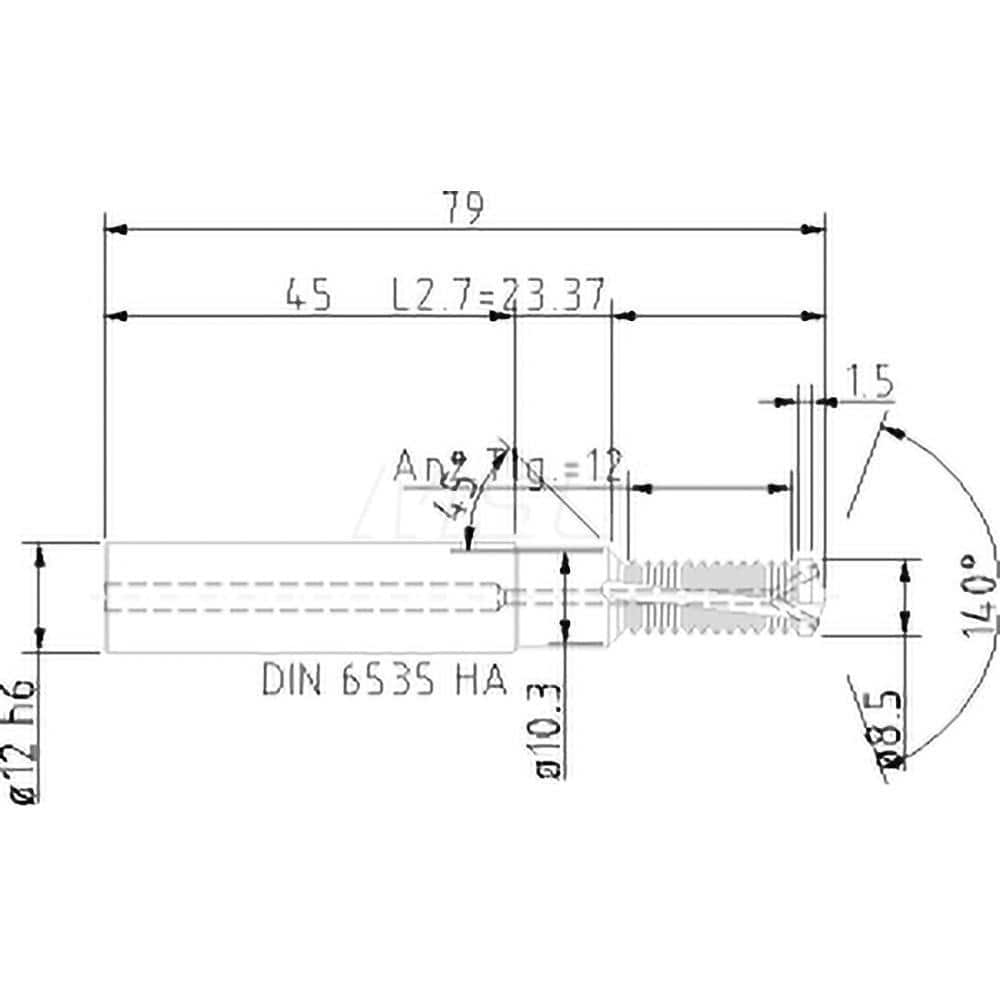 Helical Flute Thread Mill: M10x1.5, Internal, 2 Flute, 12.00 mm Shank Dia, Solid Carbide MPN:5085410000