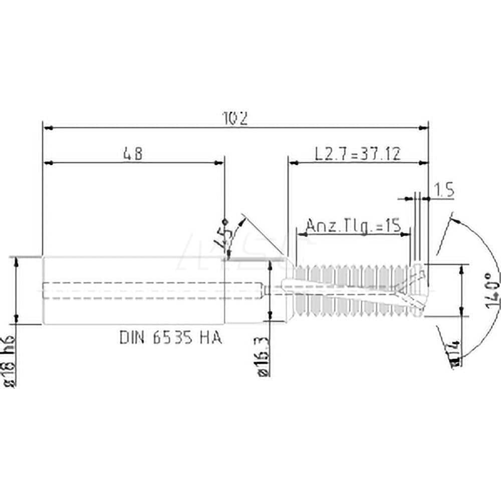 Helical Flute Thread Mill: M16x2, Internal, 2 Flute, 18.00 mm Shank Dia, Solid Carbide MPN:5085416000