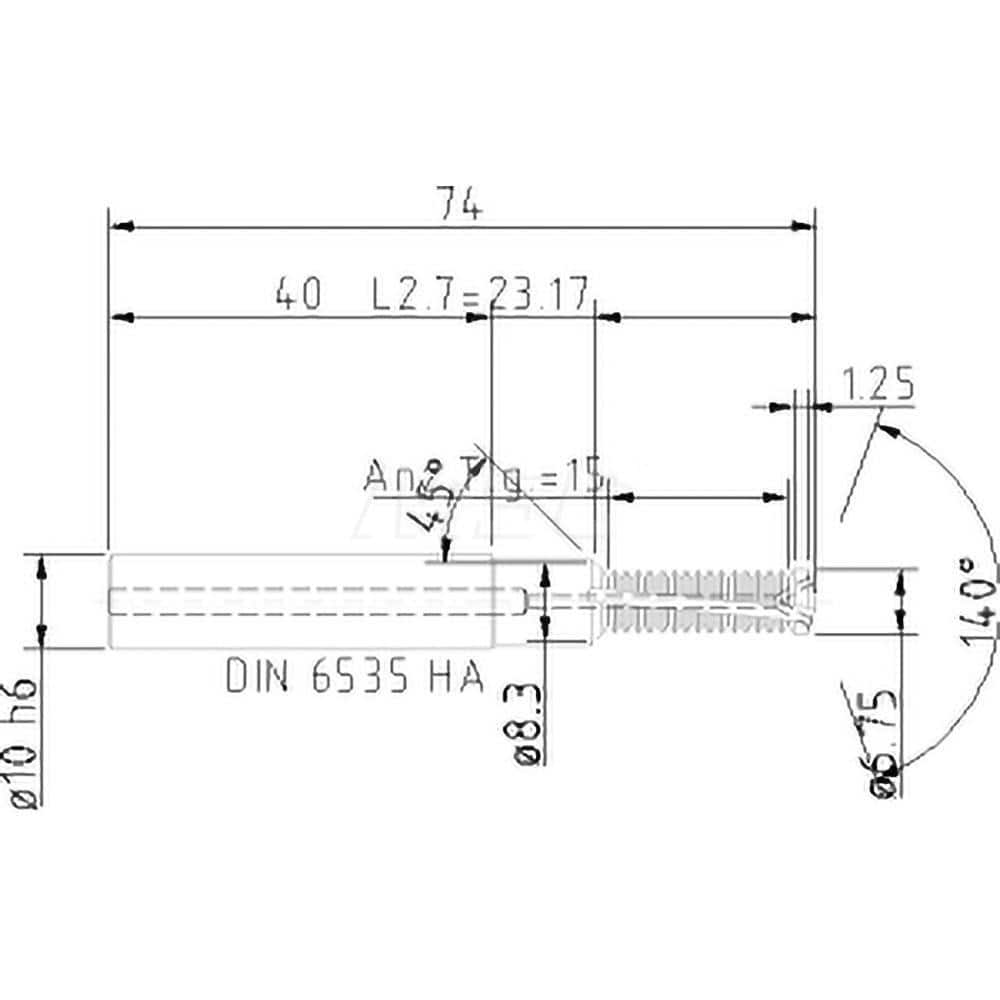 Helical Flute Thread Mill: M8x1.25, Internal, 2 Flute, 10.00 mm Shank Dia, Solid Carbide MPN:5086208000