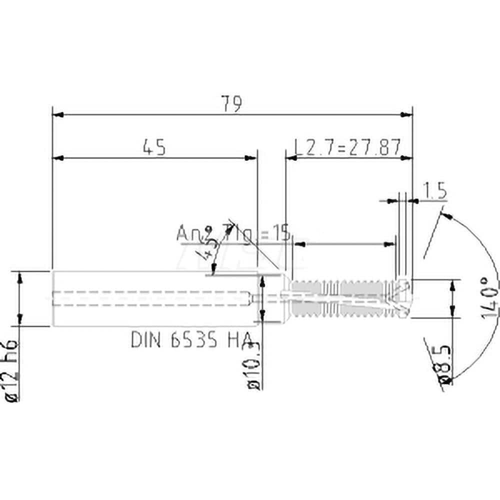 Helical Flute Thread Mill: M10x1.5, Internal, 2 Flute, 12.00 mm Shank Dia, Solid Carbide MPN:5086210000