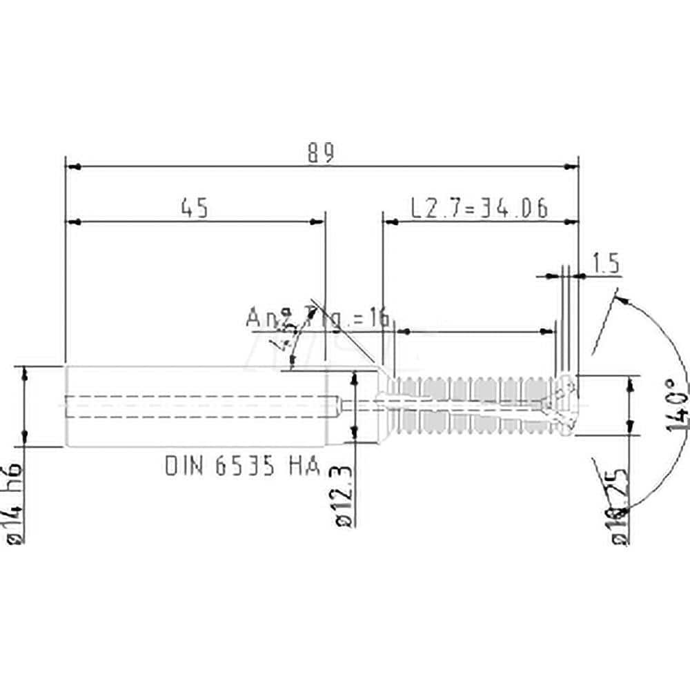 Helical Flute Thread Mill: M12x1.75, Internal, 2 Flute, 14.00 mm Shank Dia, Solid Carbide MPN:5086212000