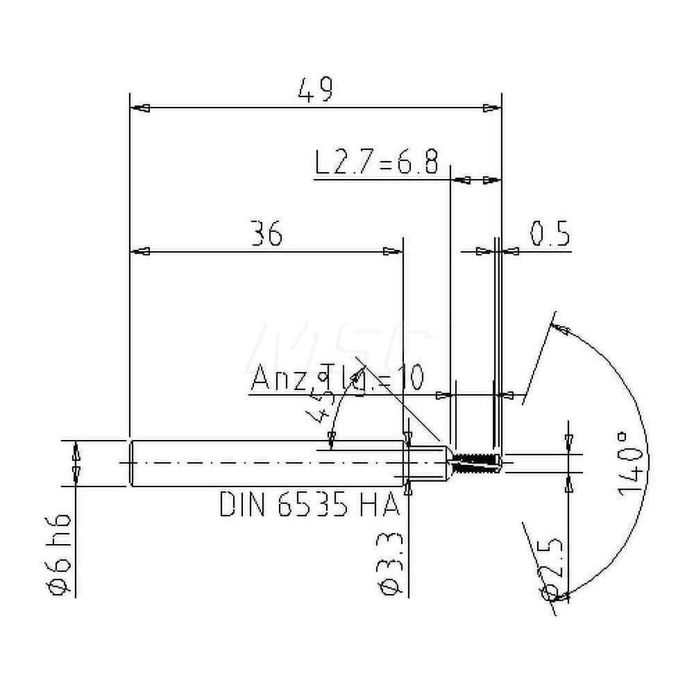 Helical Flute Thread Mill: M3x0.5, Internal, 2 Flute, 6.00 mm Shank Dia, Solid Carbide MPN:5086903000