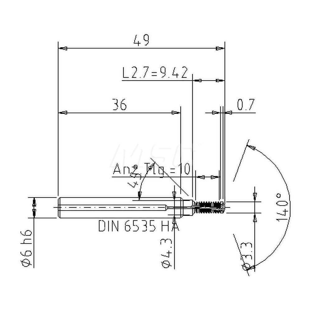 Helical Flute Thread Mill: M4x0.7, Internal, 2 Flute, 6.00 mm Shank Dia, Solid Carbide MPN:5086904000