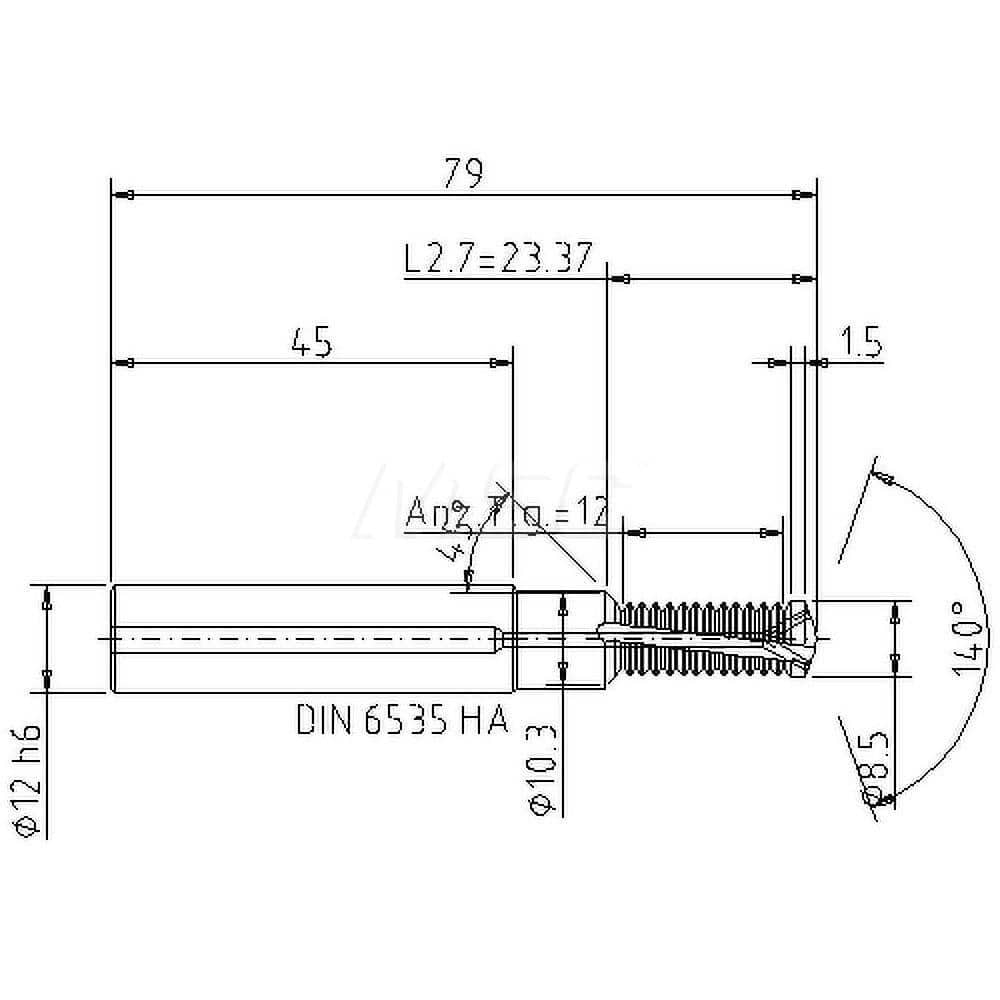 Helical Flute Thread Mill: M10x1.5, Internal, 2 Flute, 12.00 mm Shank Dia, Solid Carbide MPN:5086910000