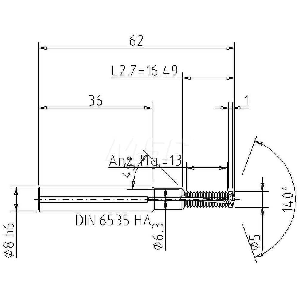 Helical Flute Thread Mill: M6x1, Internal, 2 Flute, 8.00 mm Shank Dia, Solid Carbide MPN:5089806000