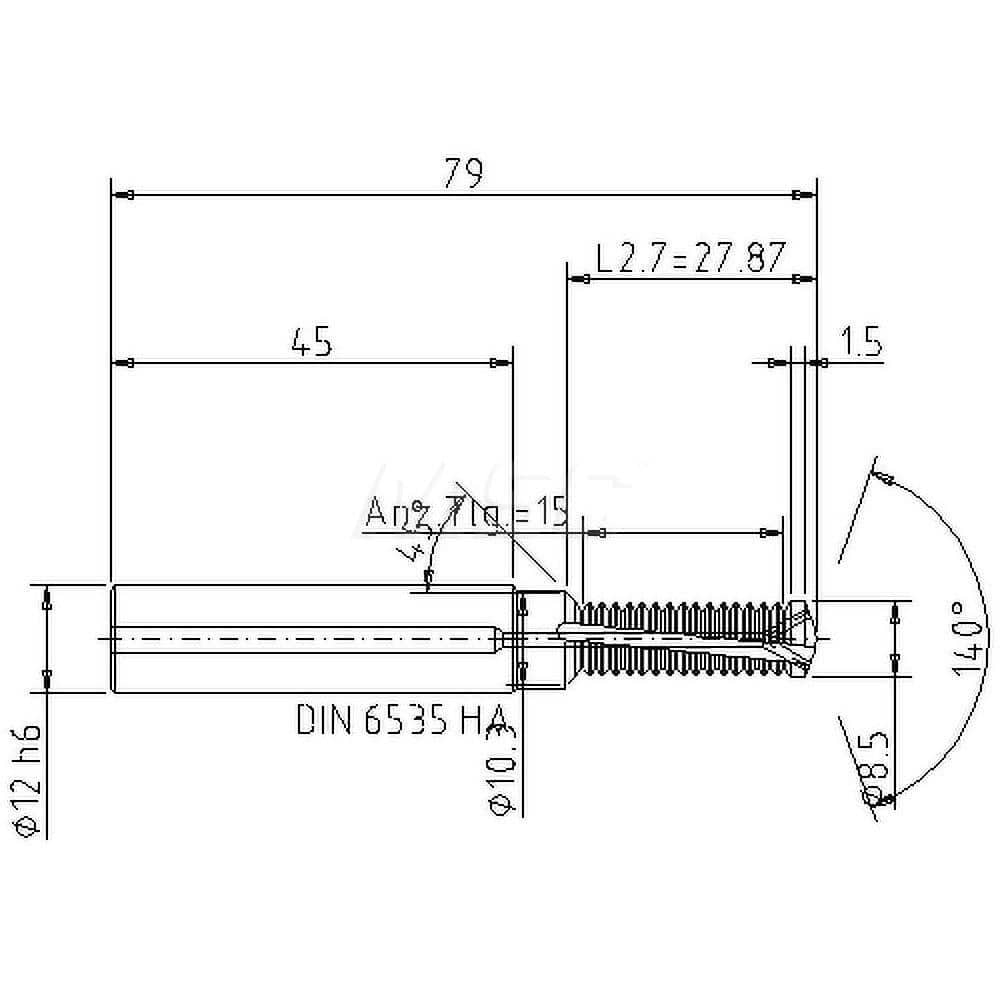 Helical Flute Thread Mill: M10x1.5, Internal, 2 Flute, 12.00 mm Shank Dia, Solid Carbide MPN:5089810000