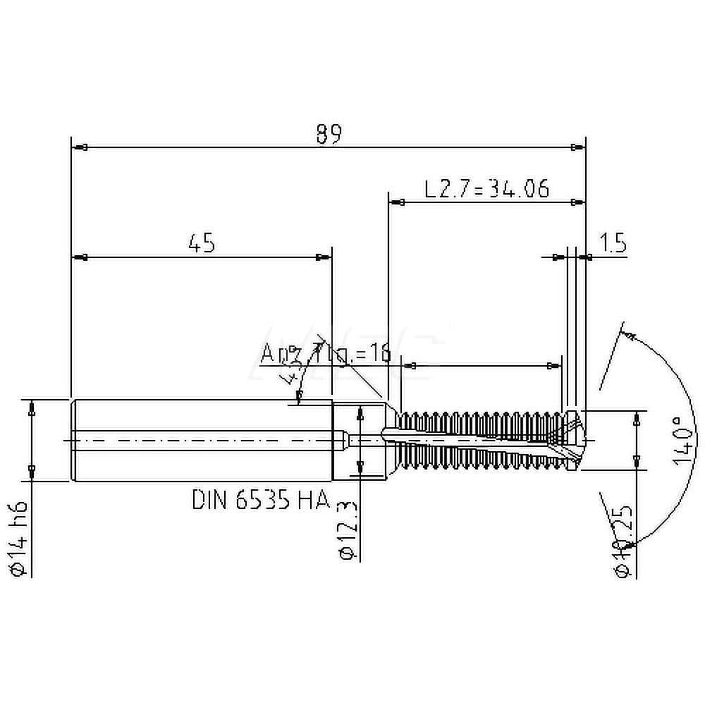 Helical Flute Thread Mill: M12x1.75, Internal, 2 Flute, 14.00 mm Shank Dia, Solid Carbide MPN:5089812000