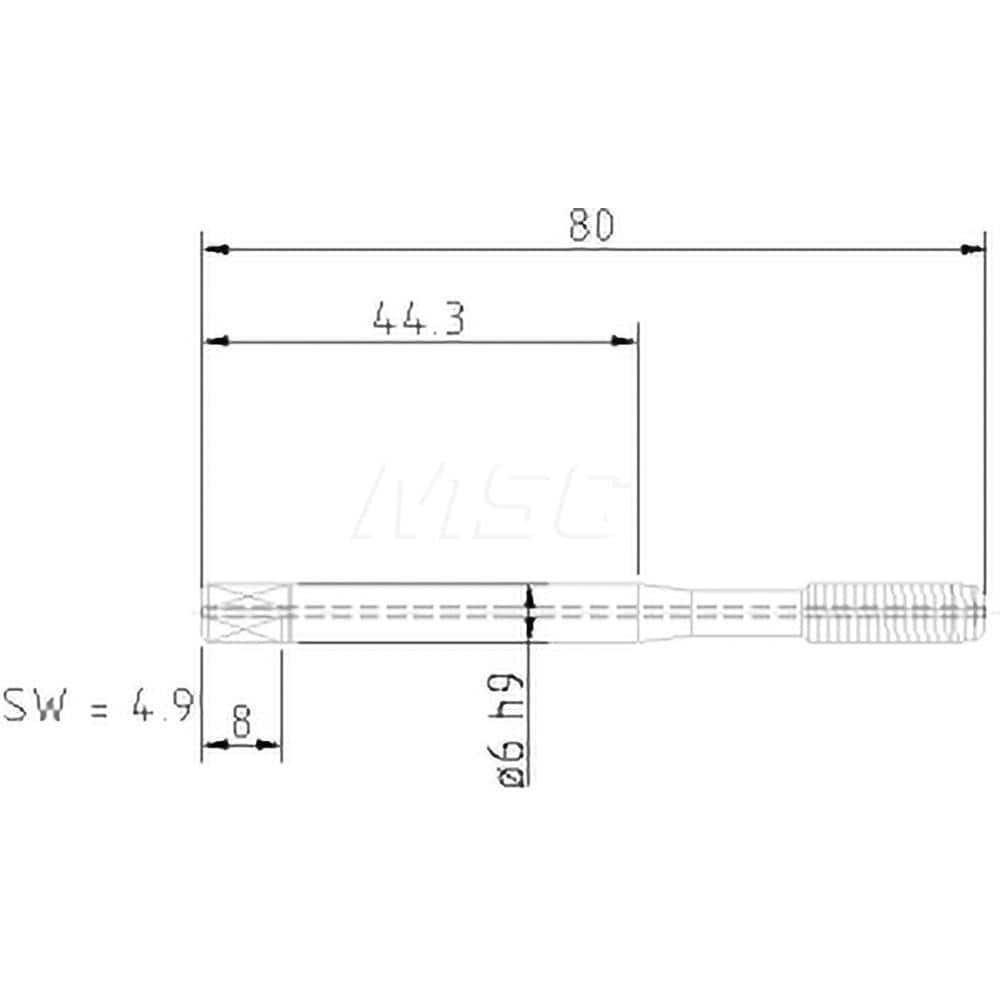 Thread Forming Tap: M6x1.00 Metric Coarse, 6HX Class of Fit, Modified Bottoming, Carbide Tipped, Bright Finish MPN:2247306000