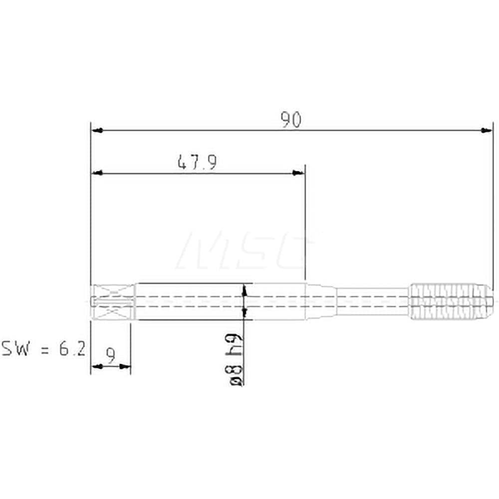 Thread Forming Tap: M8x1.25 Metric Coarse, 6HX Class of Fit, Modified Bottoming, Carbide Tipped, Bright Finish MPN:2247308000