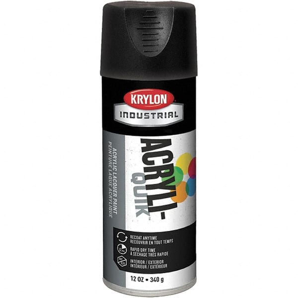 Lacquer Spray Paint: Black, Flat, 16 oz MPN:K01602A00X24