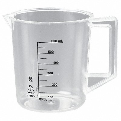 Beaker with Handle 600mL Poly PK6 MPN:23X907