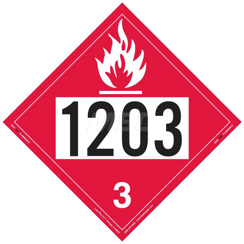 DOT Placards & Holders, Legend: Flammable Liquid , Material: Vinyl , Legend Color: Red , Placard Coating: UV  MPN:ZEZ21203