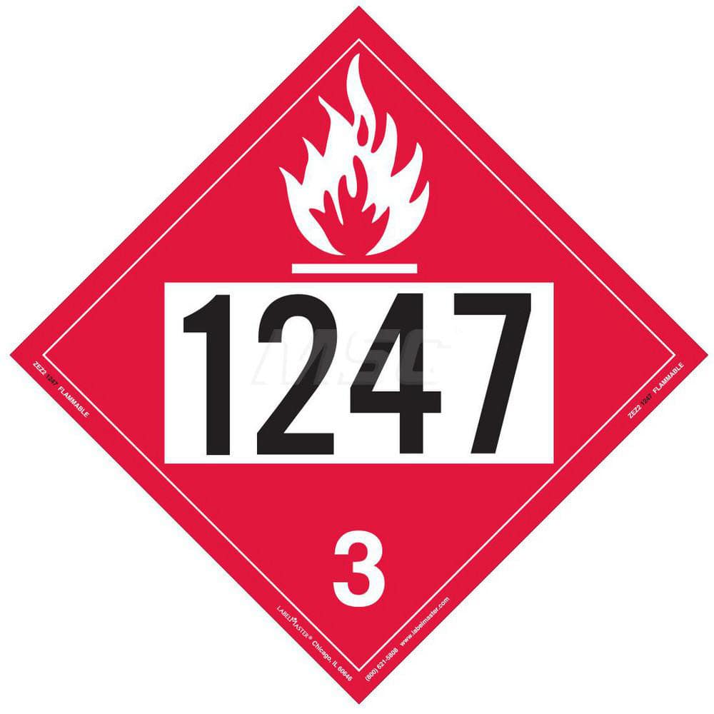 DOT Placards & Holders, Legend: Flammable Liquid , Material: Vinyl , Legend Color: Red , Placard Coating: UV  MPN:ZEZ21247